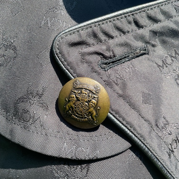 MCM Jacket x Dress Camp monogrammed black trench coat circa 2011. Sz Med - Picture 7 of 9